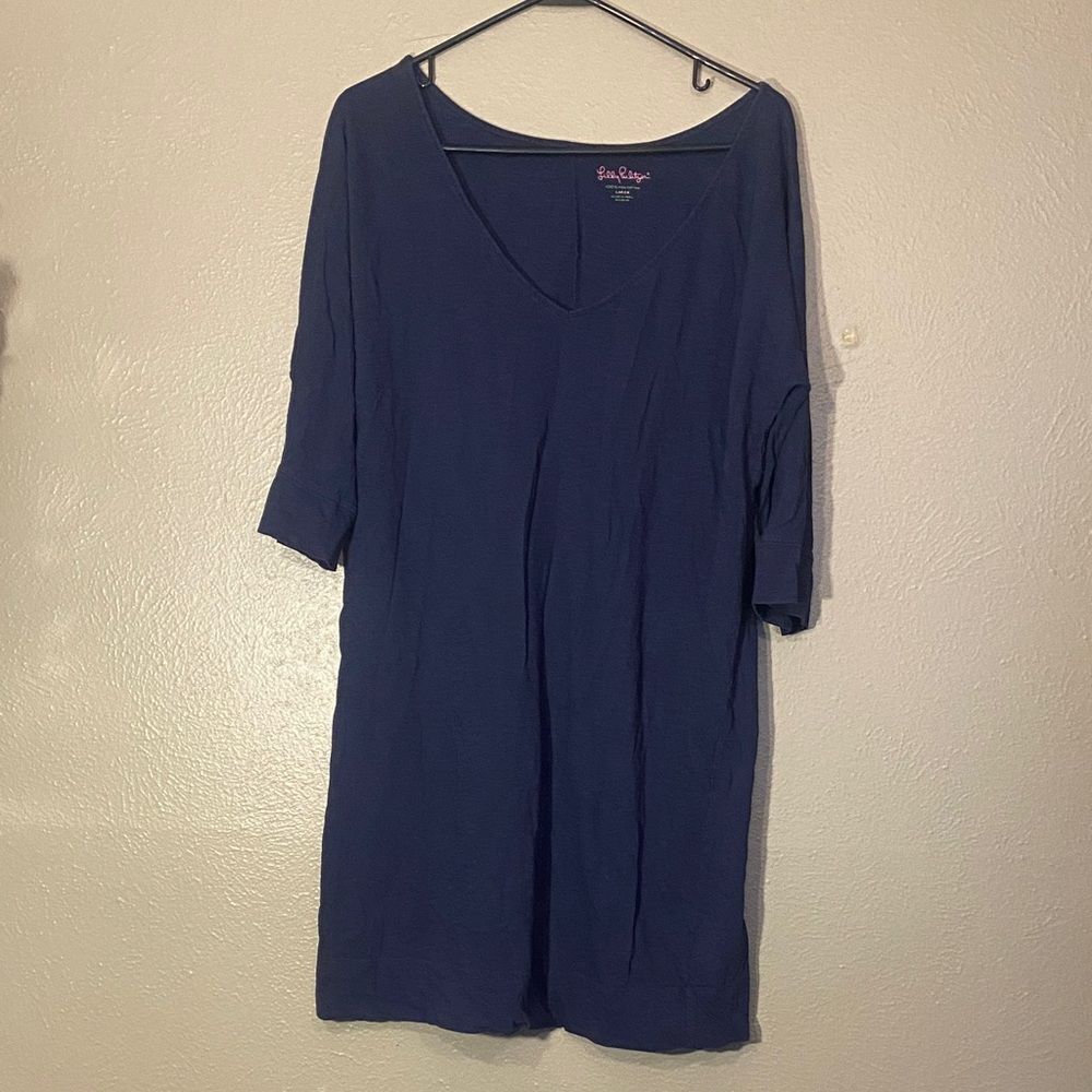 Lilly Pulitzer Deep Blue V-Neck Tunic dress ladies large